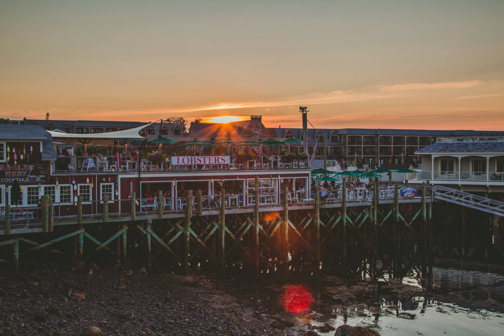 Bar Harbor pier at sunset