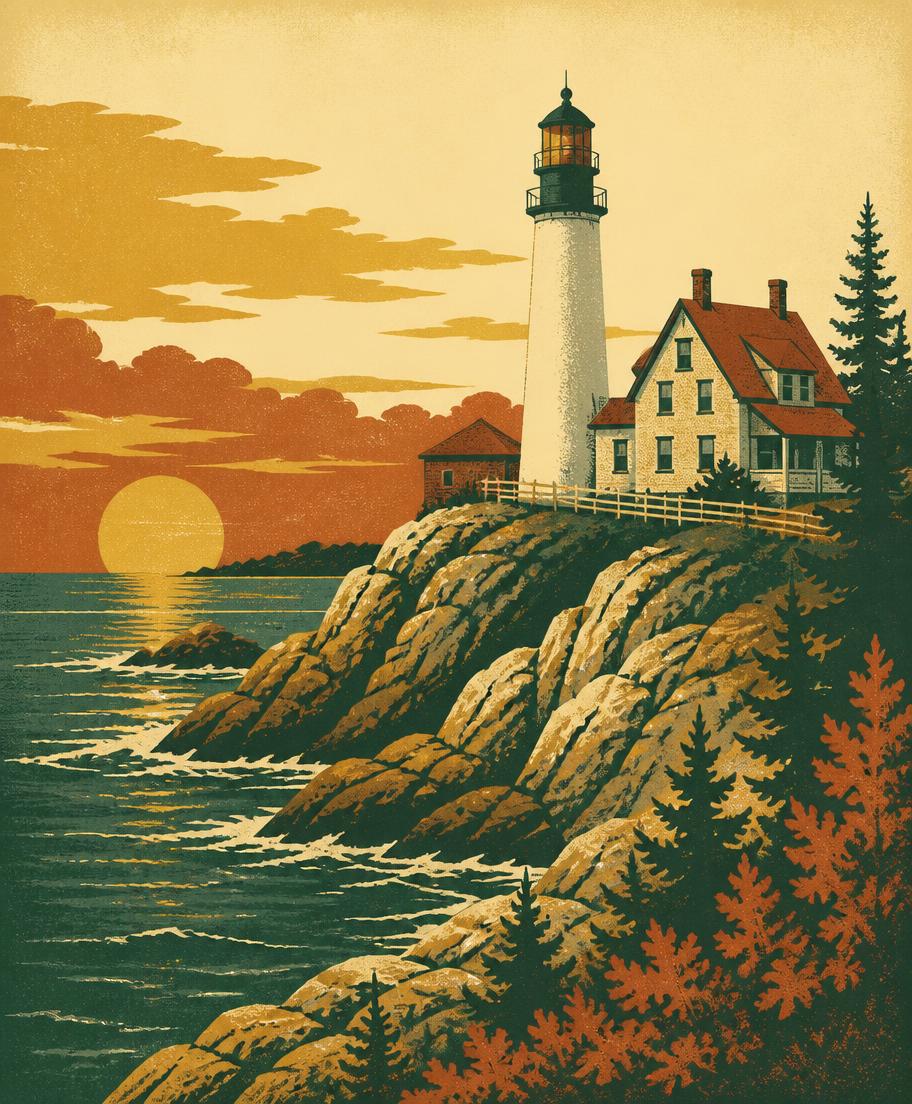 Vintage travel poster illustration for Michigan